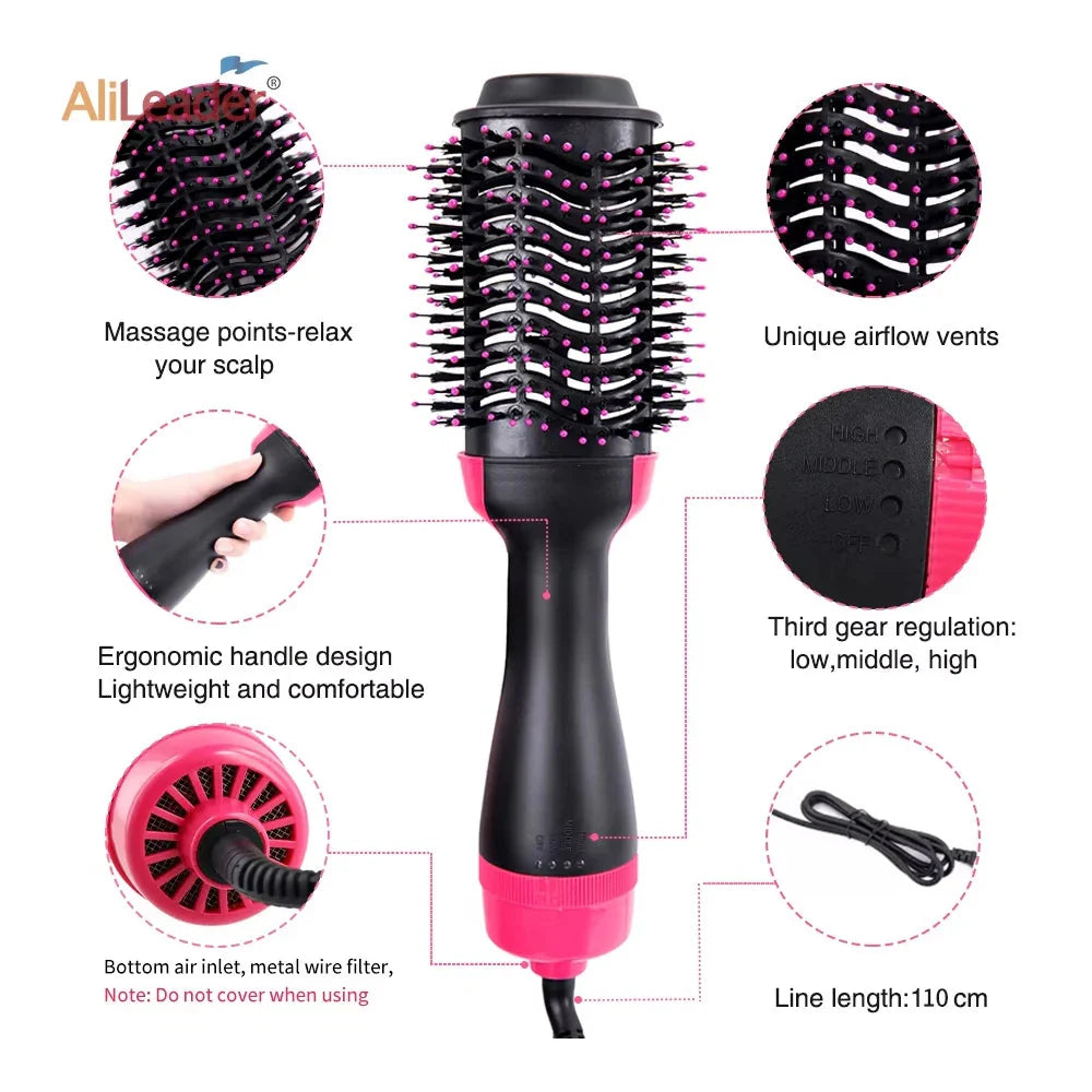 4-in-1 Hair Dryer Brush – Straightener Curler Volumizer