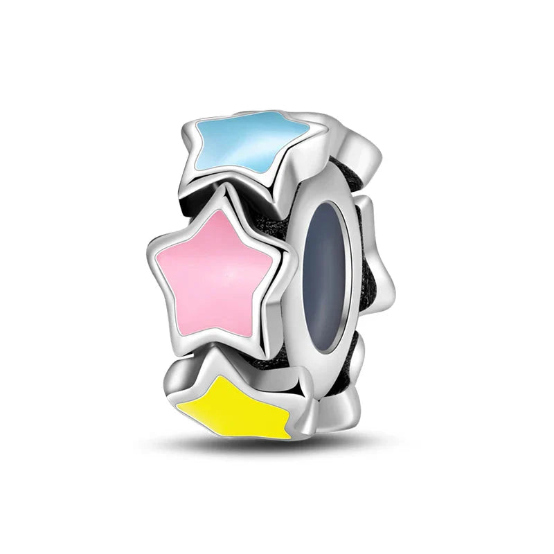 100% 925 Sterling Silver Rainbow Zircon Butterfly Dragon Silicone Stopper Charms - Colorful Beads for DIY Bracelets, Customizable Jewelry for All Occasions