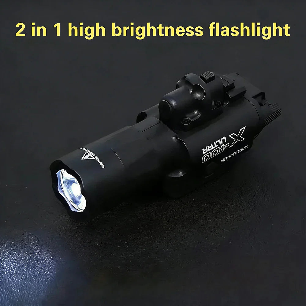X400U Two-in-one High-intensity Flashlight  : Fits 20mm Rail, Toy Airsoft Guns, Hunting, CS Matches & Wargames emit a red glow