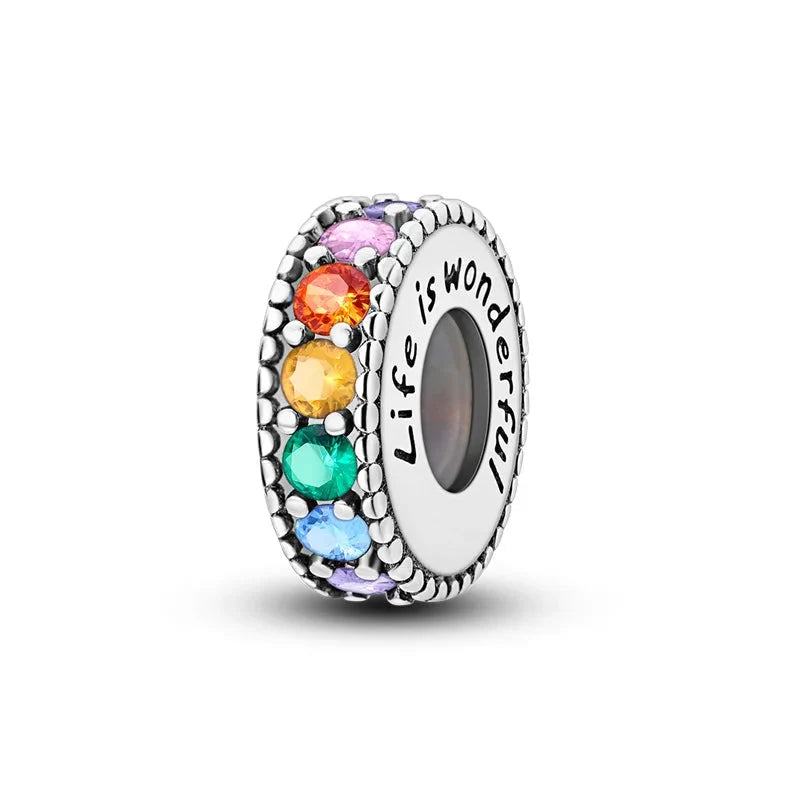 100% 925 Sterling Silver Rainbow Zircon Butterfly Dragon Silicone Stopper Charms - Colorful Beads for DIY Bracelets, Customizable Jewelry for All Occasions