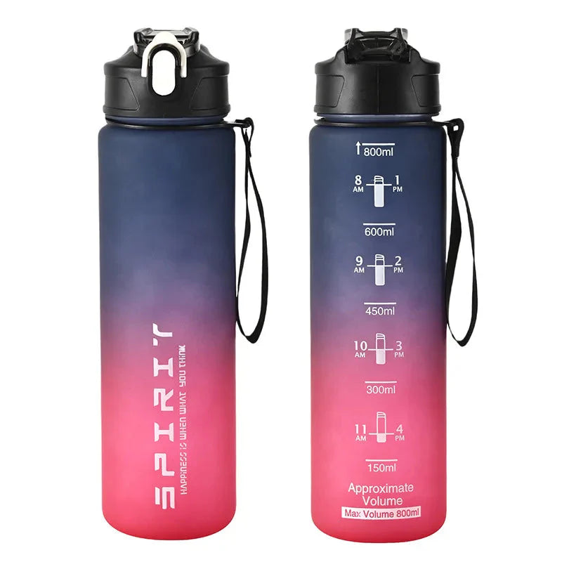 800ML Large Capacity Sports Water Bottle | Leak-Proof BPA-Free Plastic Jug with Straw & Rope for Gym, Outdoor & Travel