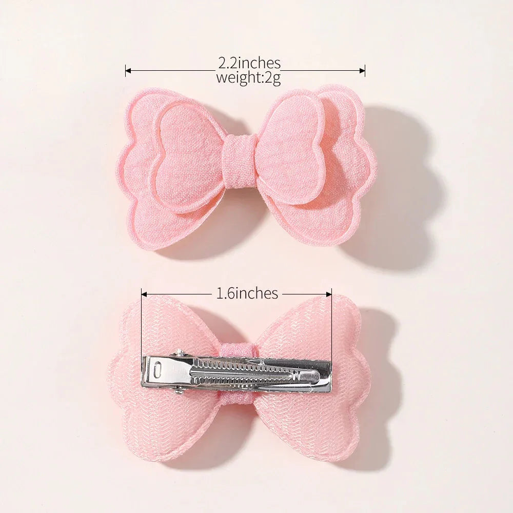 4Pcs Candy Colored Hair Clips for Girls Cute Double-Layered Bows