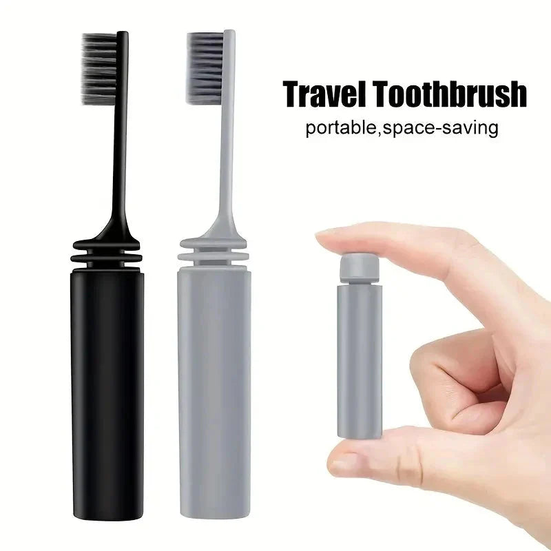 Portable Charcoal Folding Toothbrush - Compact Design for Travel, Camping, and Hiking