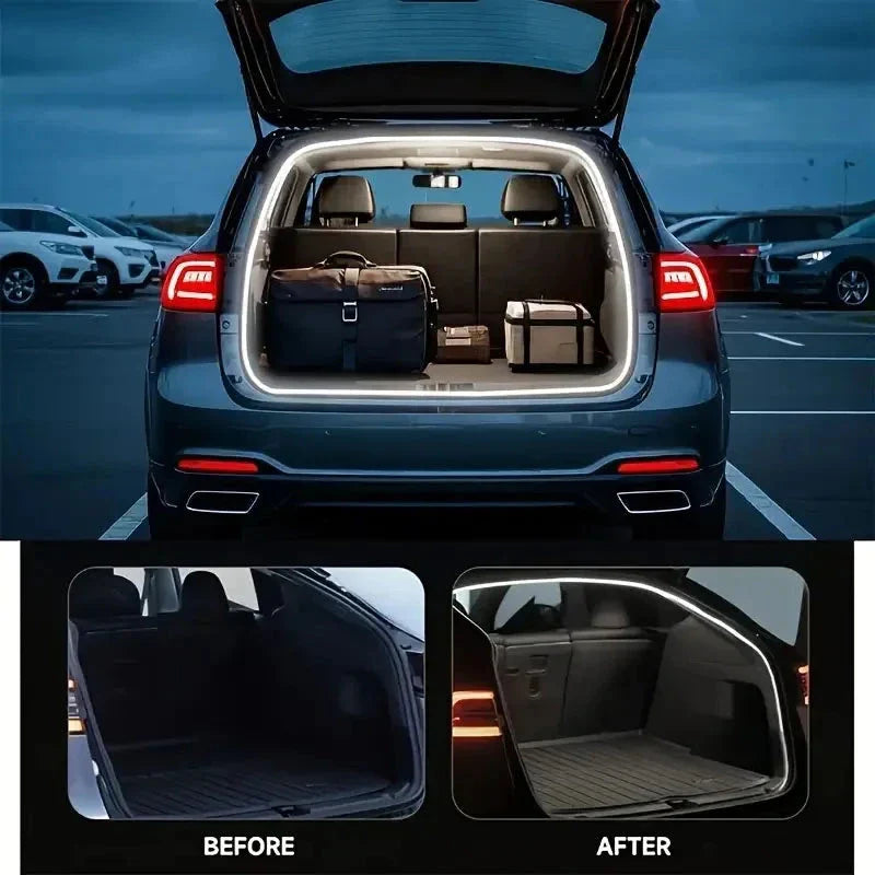 LED Car Trunk Light Strip Automatic On/Off Sensor Ambient Light Bar Waterproof Concealed Installation for Auto Decor Accessories