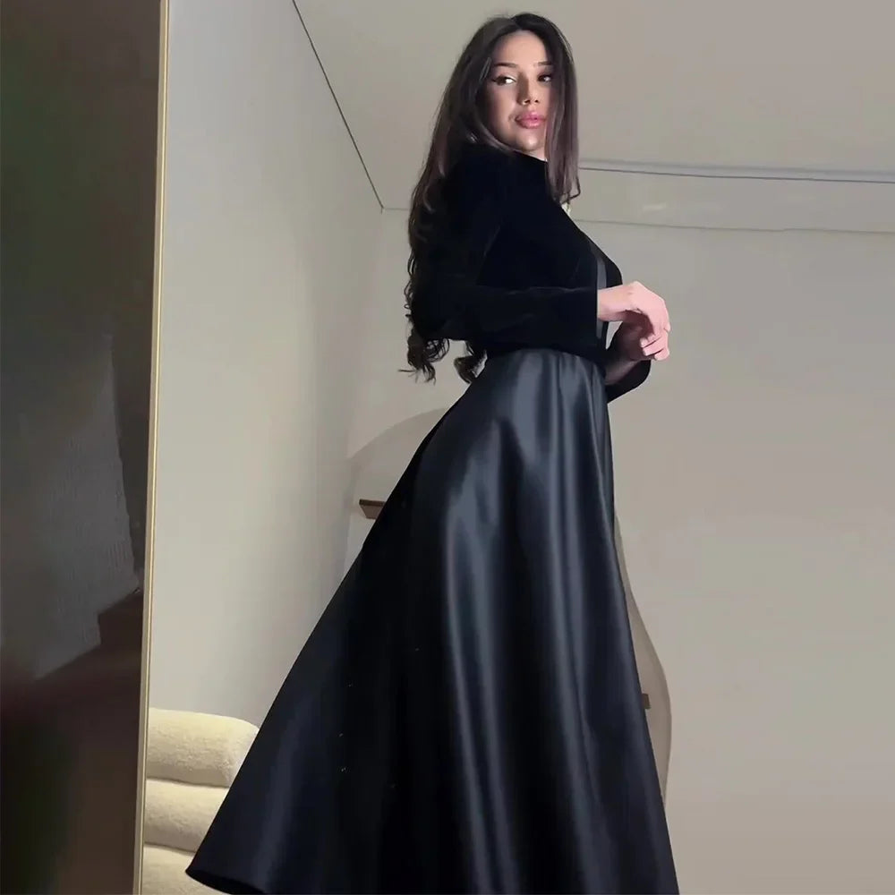 Casual Solid Long Sleeve Velvet Slim Sexy Waist Dress for Women
