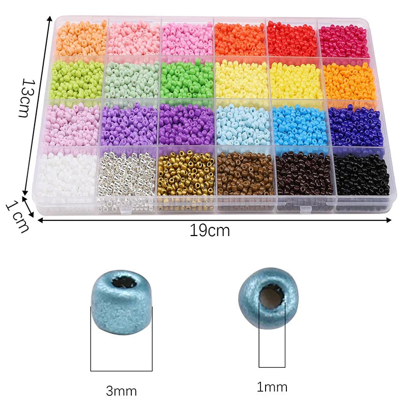 5200Pcs Glass Rice Beads Jewelry Making Kit – 24-Grid Box for DIY Bracelets, Earrings & Kandi Accessories | Handmade Craft Supplies Set