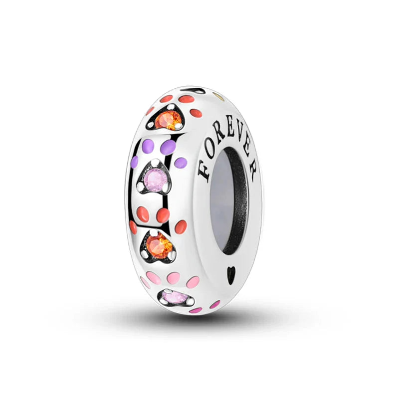 100% 925 Sterling Silver Rainbow Zircon Butterfly Dragon Silicone Stopper Charms - Colorful Beads for DIY Bracelets, Customizable Jewelry for All Occasions