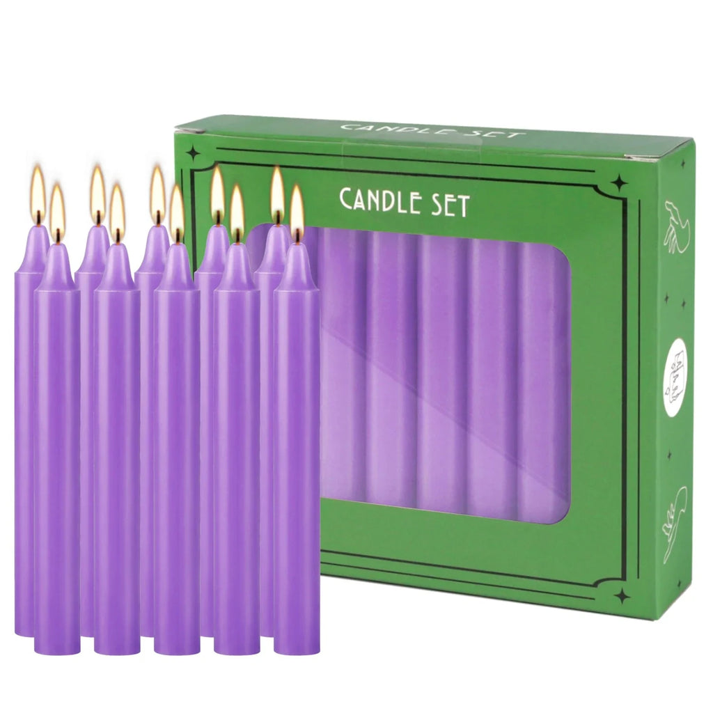 20-Piece Purple 4-Inch Drip-Free Soy Wax Dinner Candles – Smokeless, Fragrance-Free, Hand-Pulled for Weddings, Parties, and Home Décor