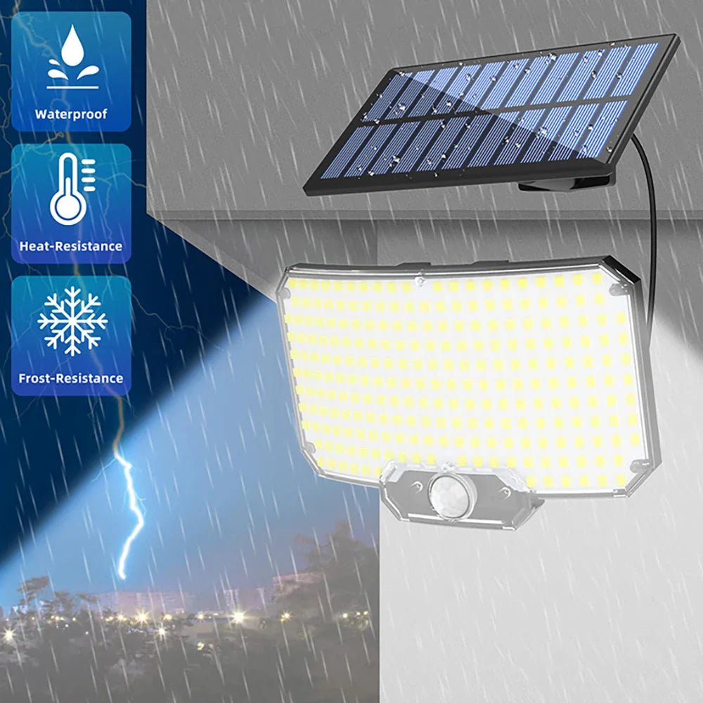234/318/348 LED Solar Motion Sensor Light – Super Bright Outdoor Floodlight with 3 Modes, IP65 Waterproof, Remote Control & Wide-Angle Illumination