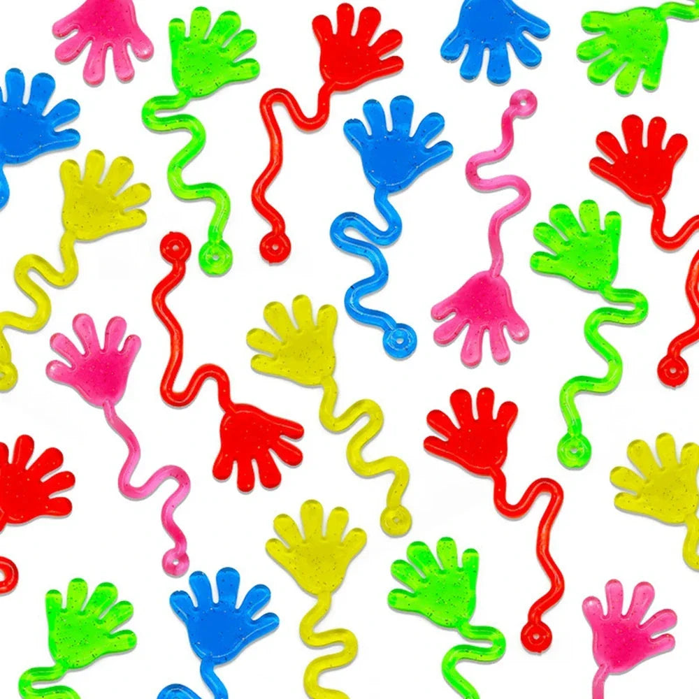 12PCS Glitter Sticky Hands Toys – Stretchy Sensory Party Favors