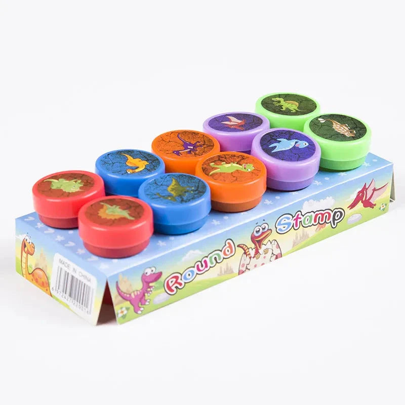 10pcs Assorted Self-Inking Stamps for Kids - DIY Craft & Scrapbooking