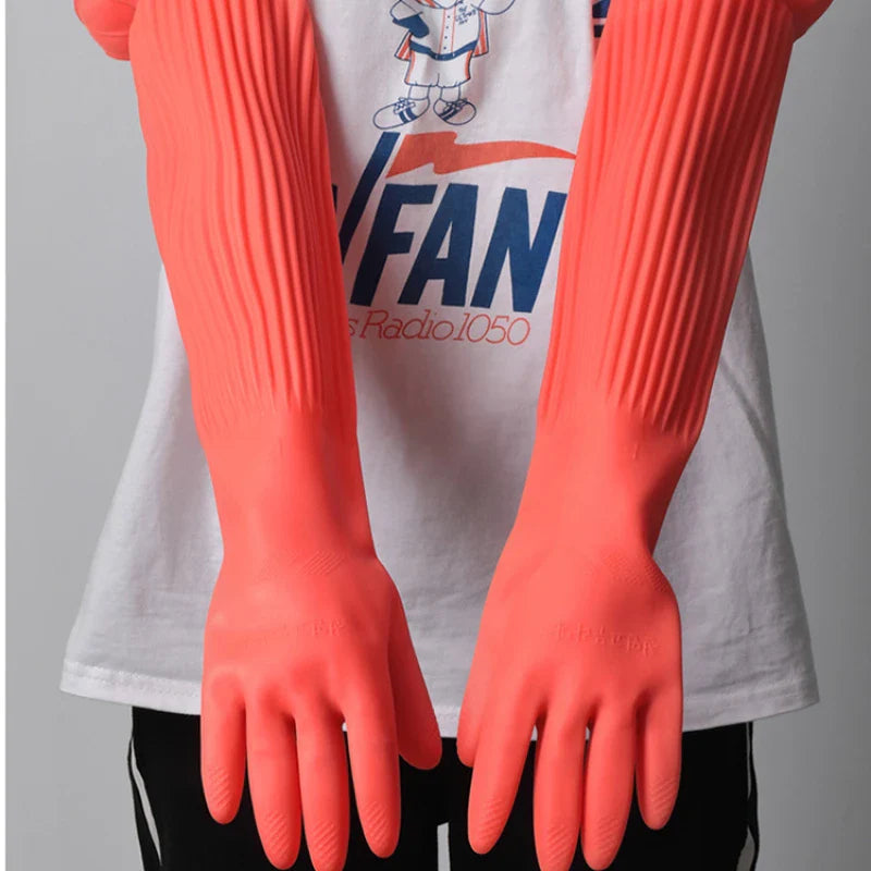 1Pair Lengthen Dishwashing Cleaning Silicone Gloves
