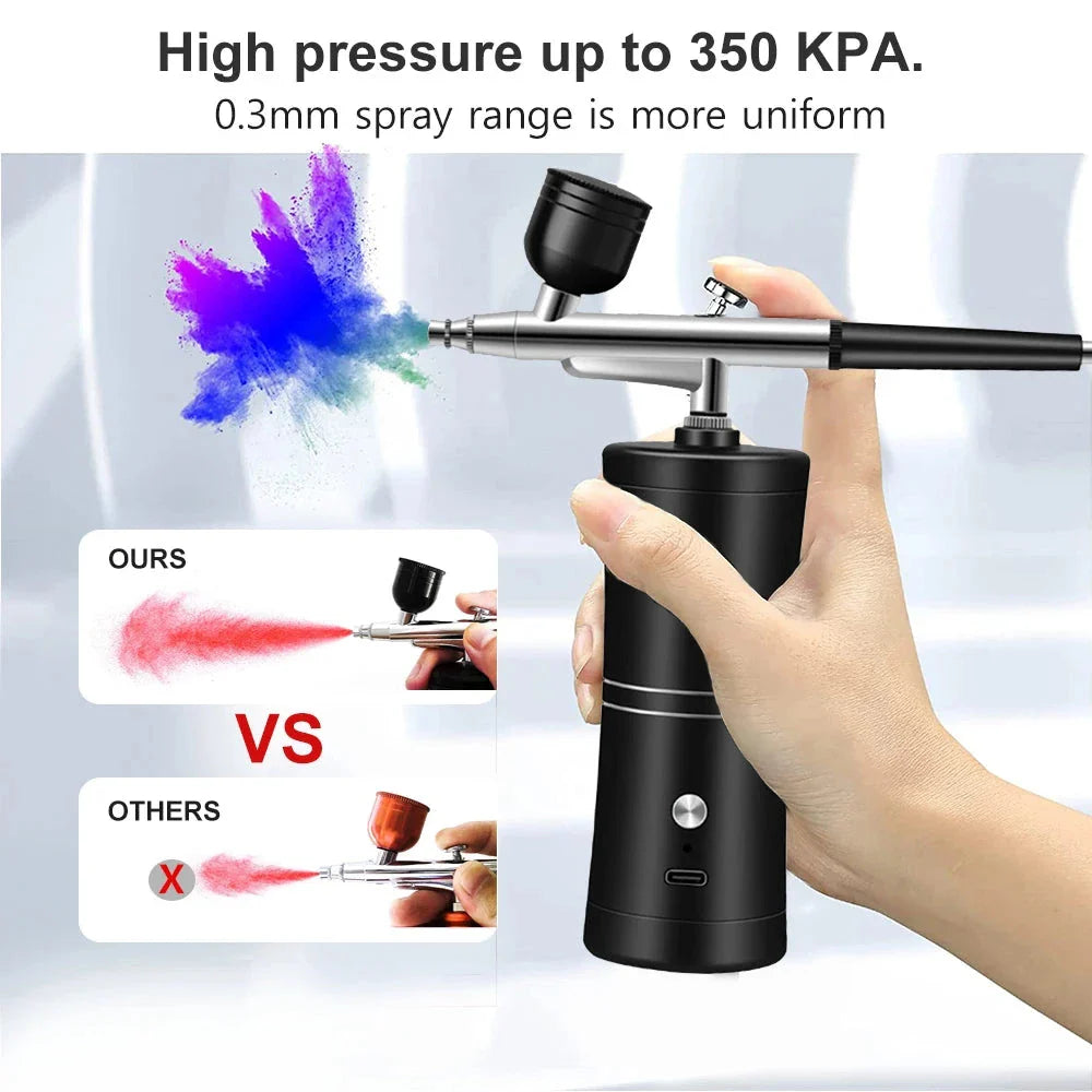 Portable Cordless Airbrush with Compressor - For Nail Art, Cake Painting, and Crafts