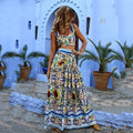 Bohemian Summer Style Two Piece Print A-Line Skirt & Camisole