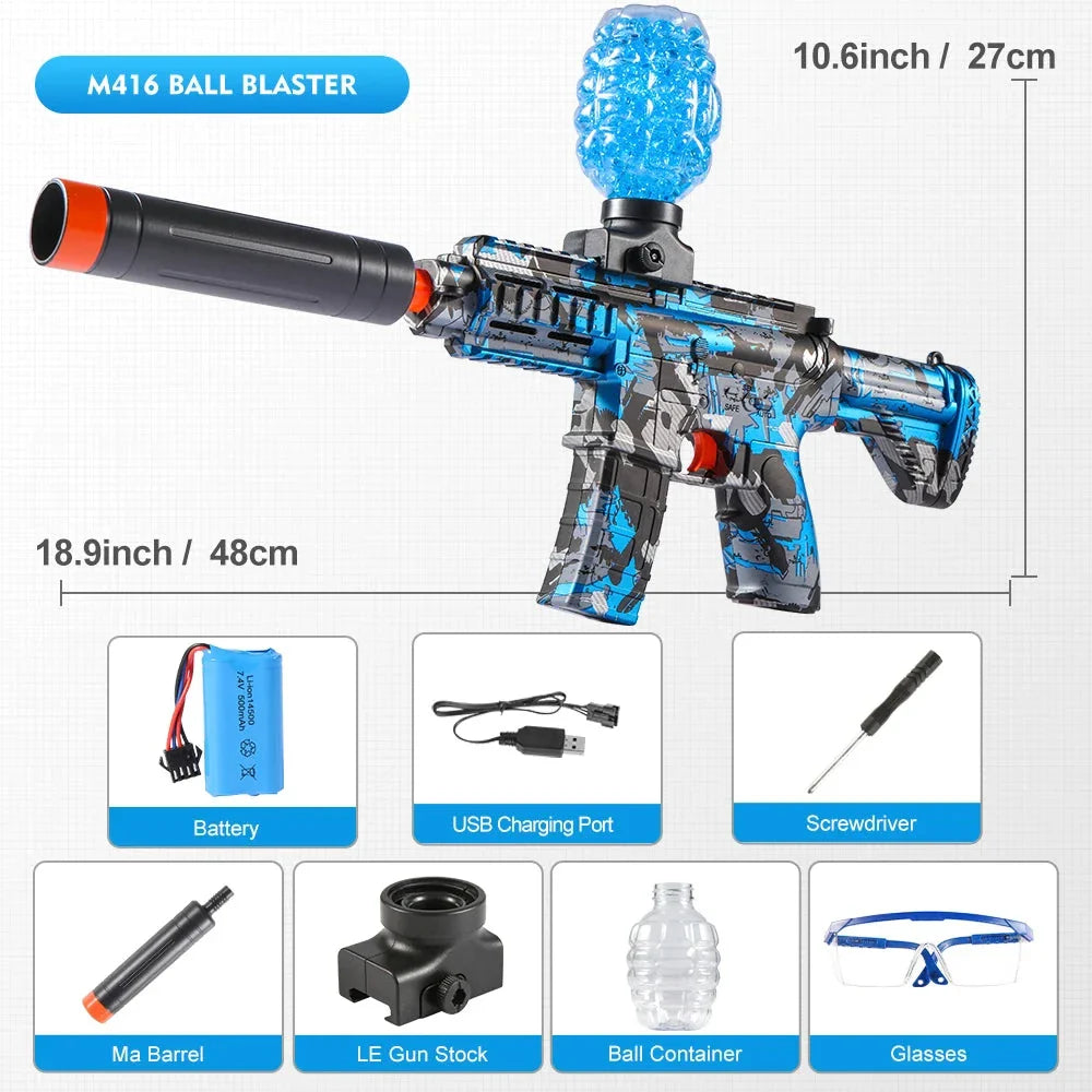 M416 Electric Ball Blaster Toy Gun – High-Speed Rechargeable Toy with Metallic Finish, Perfect Holiday Gift (Bullets Excluded)