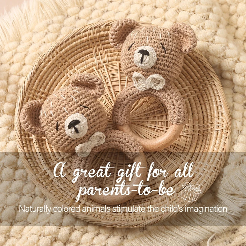 Crochet Animal Rattle Baby Toy Montessori Teether