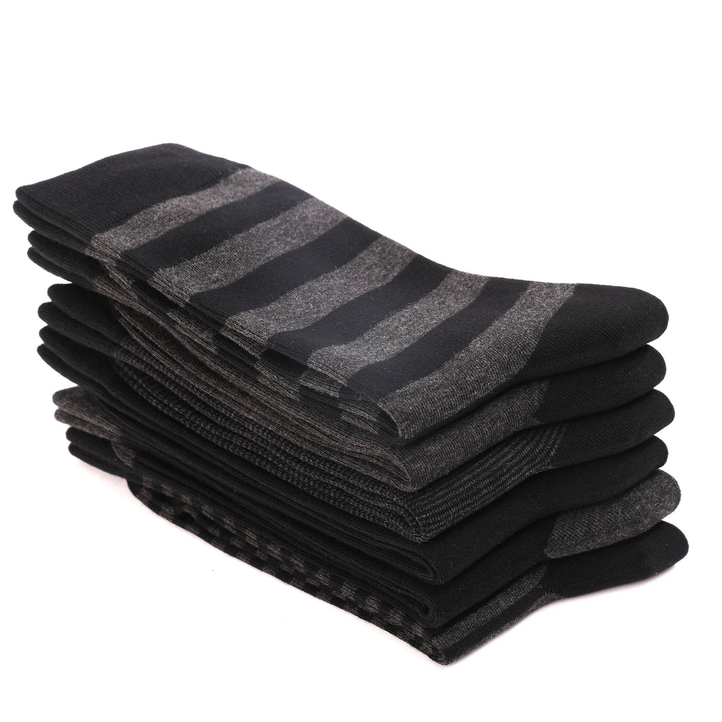 5 Pairs Men's Dress Socks High Quality Combed Cool Breathable Cotton Crew Socks Plus Size