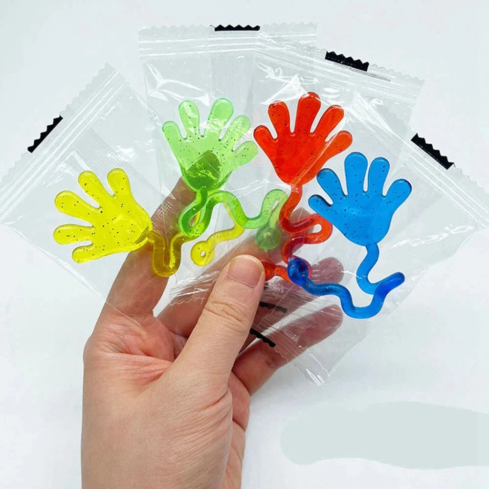 12PCS Glitter Sticky Hands Toys – Stretchy Sensory Party Favors