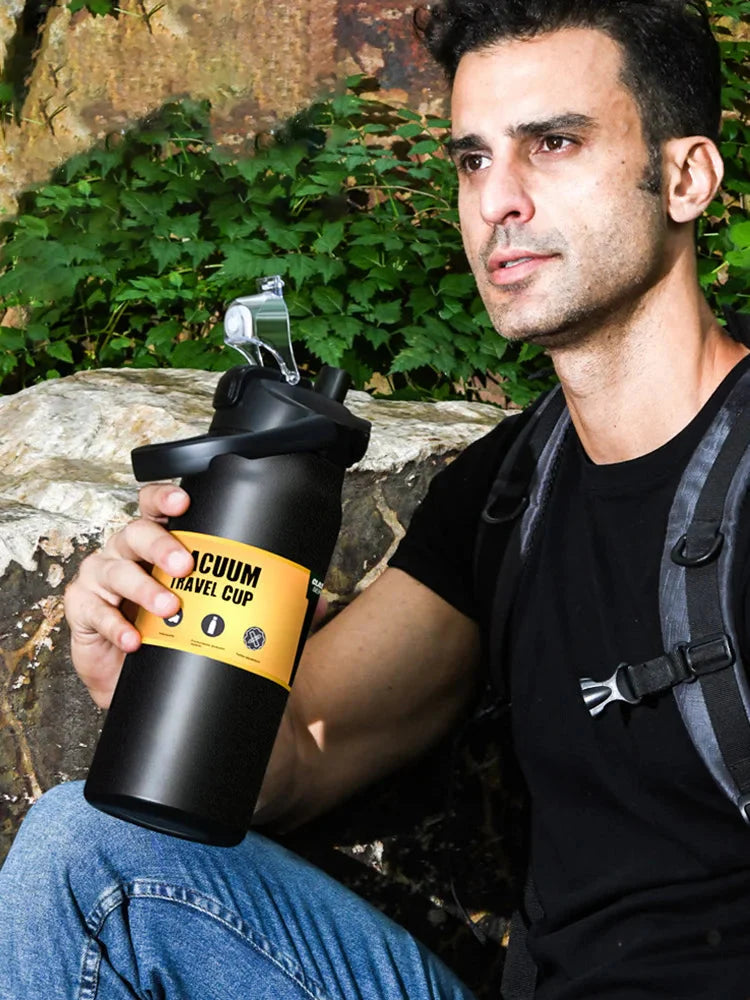 Stainless Steel Insulated Water Bottle with Straw (40oz) | Keeps Drinks Cold for 24 Hrs & Hot for 8 Hrs | Leakproof Vacuum Flask for Sports & Travel