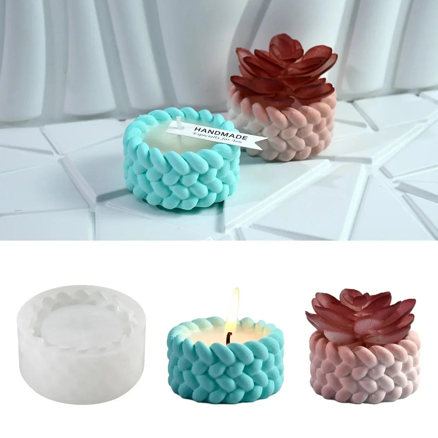 Hemp Rope Candle Cup Silicone Mold – DIY Succulent Pot, Cement, Resin & Gypsum Craft Mold for Home Décor & Storage Boxes