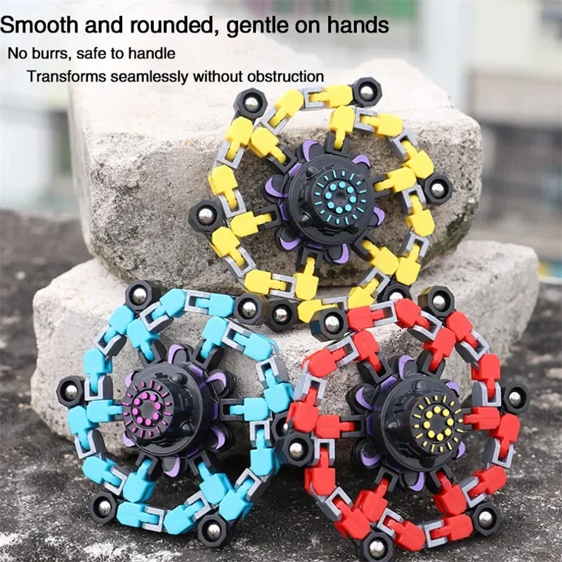 Deformable Fidget Spinner Chain Toy – Intelligent Stress Relief Finger Gyro for Kids & Adults