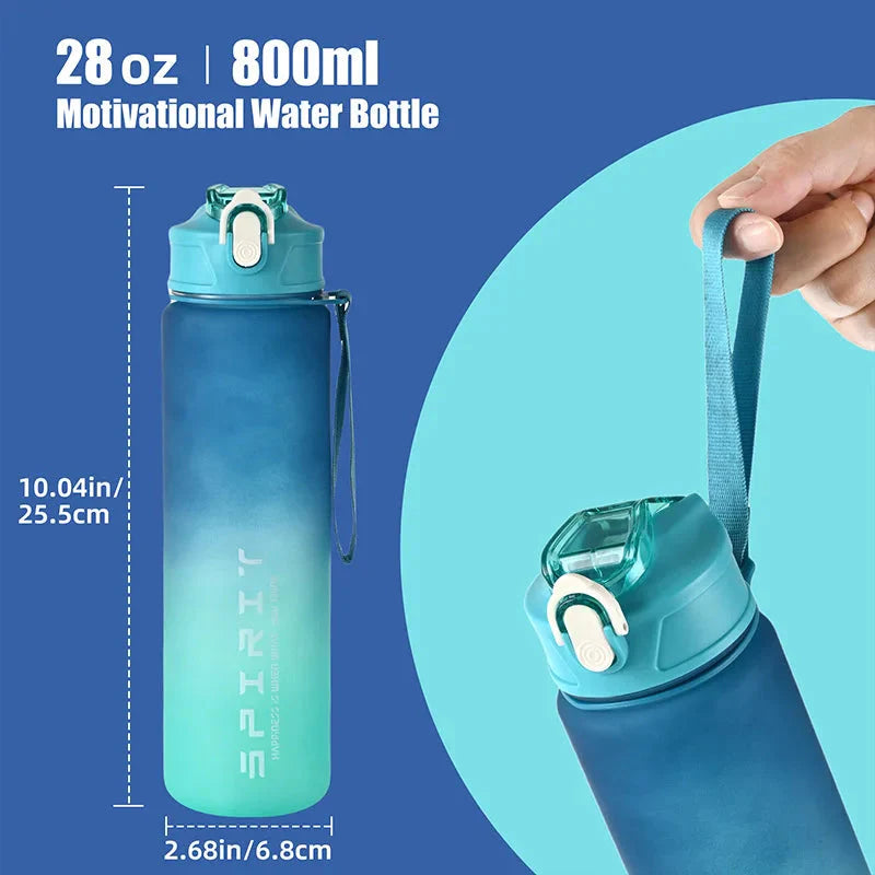 800ML Large Capacity Sports Water Bottle | Leak-Proof BPA-Free Plastic Jug with Straw & Rope for Gym, Outdoor & Travel