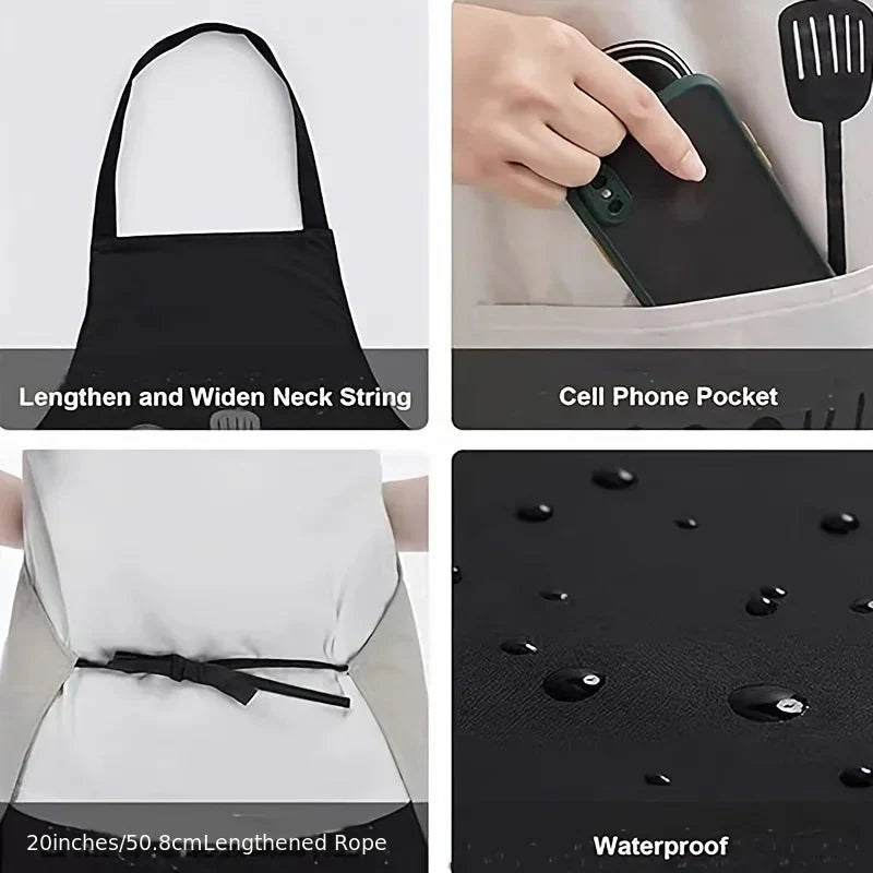 Unisex Adjustable Kitchen Apron – Solid Color PVC Cooking Apron with Pocket