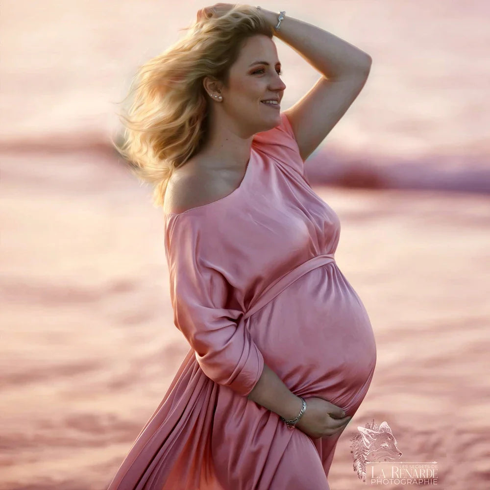 Silk Gown Maternity Photography Dress Chiffon Cloak