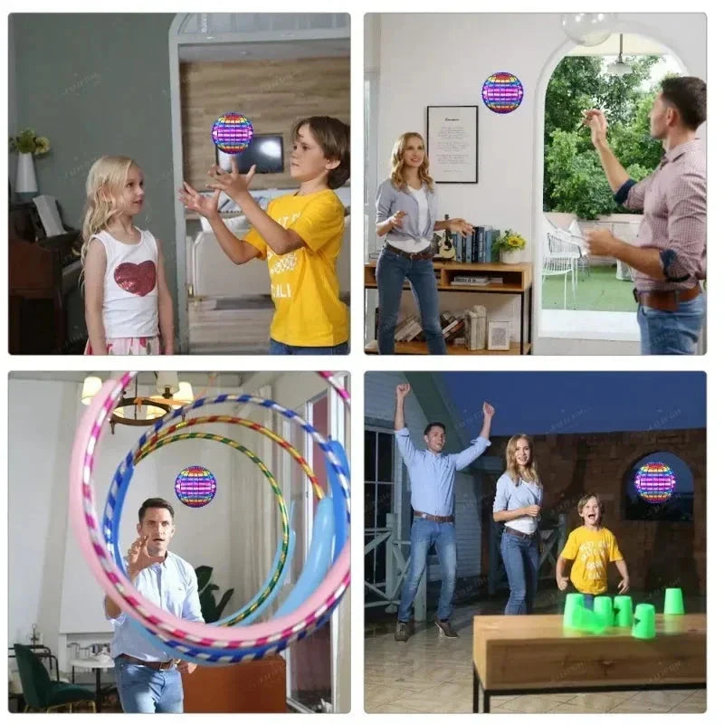 Flying Spinner Ball with LED Lights – Hand-Controlled Boomerang Toy for Kids & Adults, 360° Rotating Indoor Outdoor Hover Ball