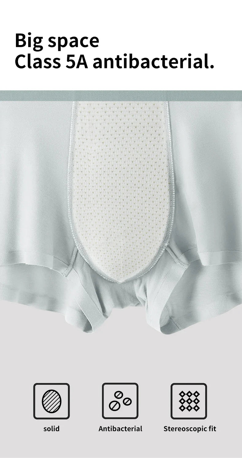 4Pcs Traceless Breathable Silky Antibacterial Men Boxers Trunks