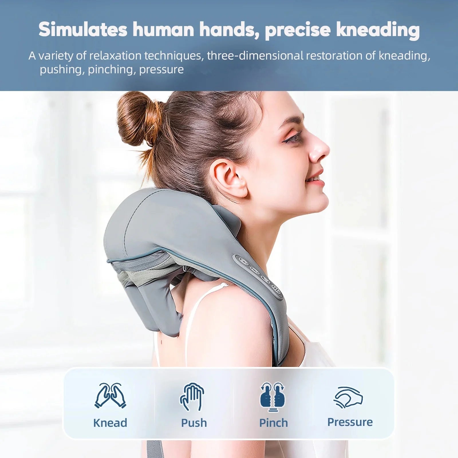 Foreverlily 26W Neck & Shoulder Massager Wireless Back Kneading Shawl