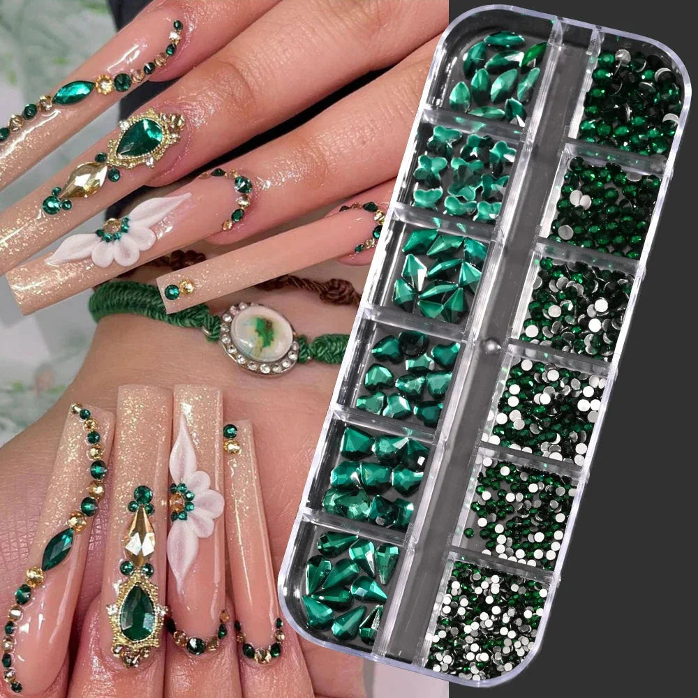 100/50cm Luxury Crystal Chain Nail Charms - 1.5/2mm Clear & AB Diamond Nail Art Decoration