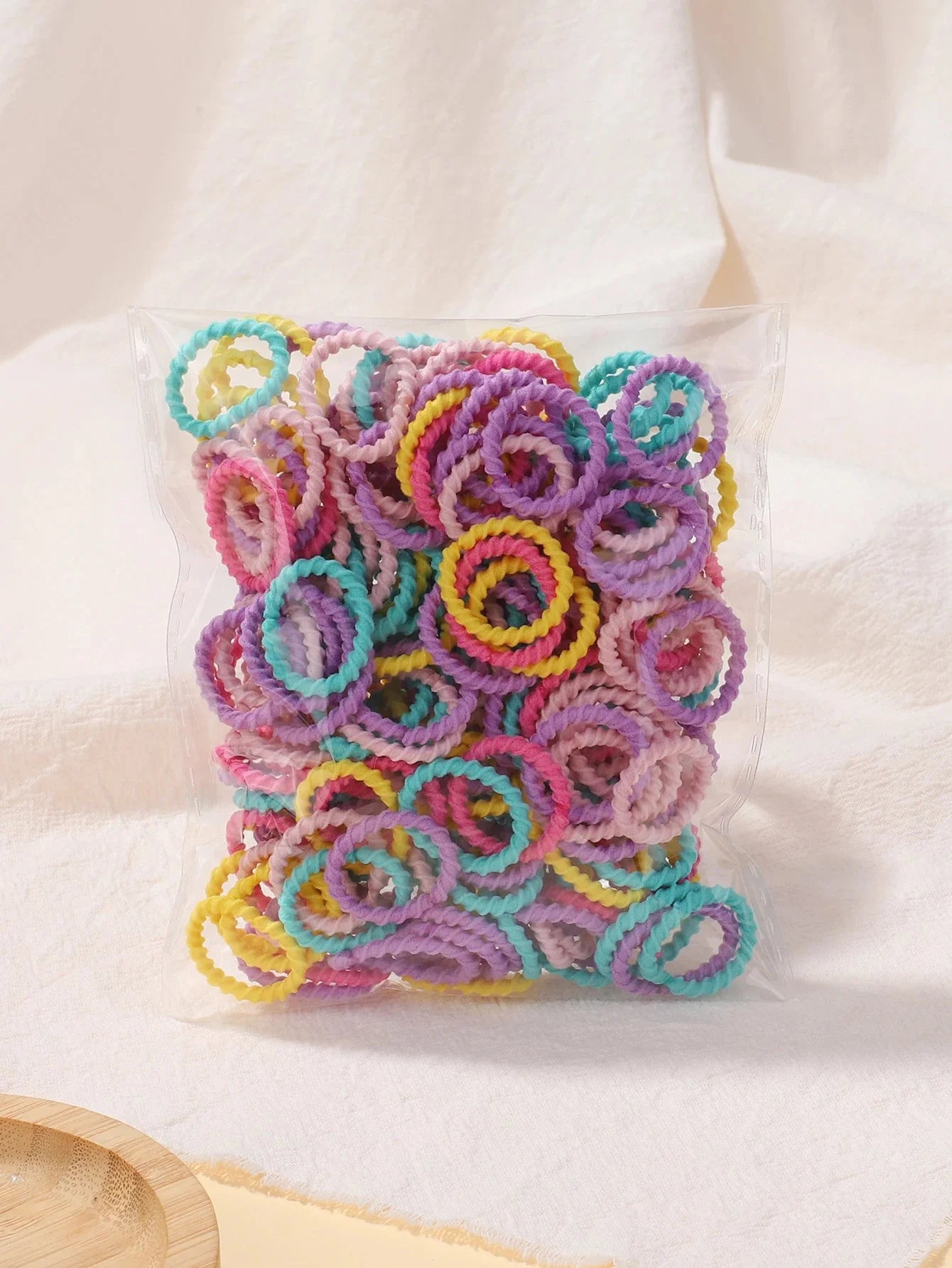 100pcs Kids Rubber Bands – Colorful Hair Scrunchies for Toddlers