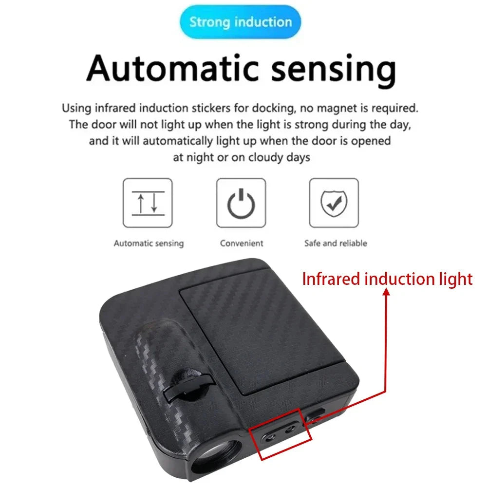 2Pcs Car Angel Wings Welcome Lamp - LED Door Light for Universal Vehicle Models