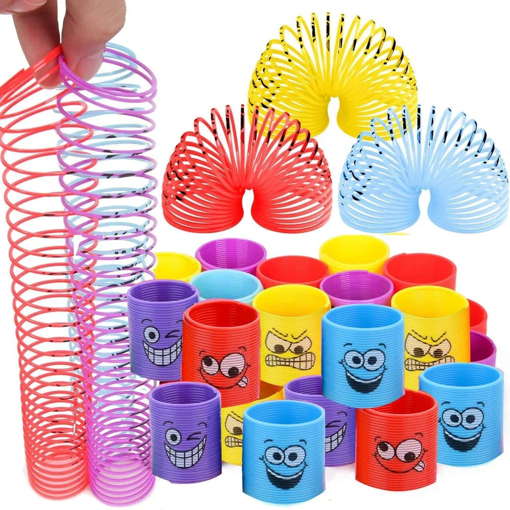 12PCS Smiling Face Rainbow Spring Toys – Mini Magic Coil Fidgets for Kids | Stress Relief Party Favors in Random Colors