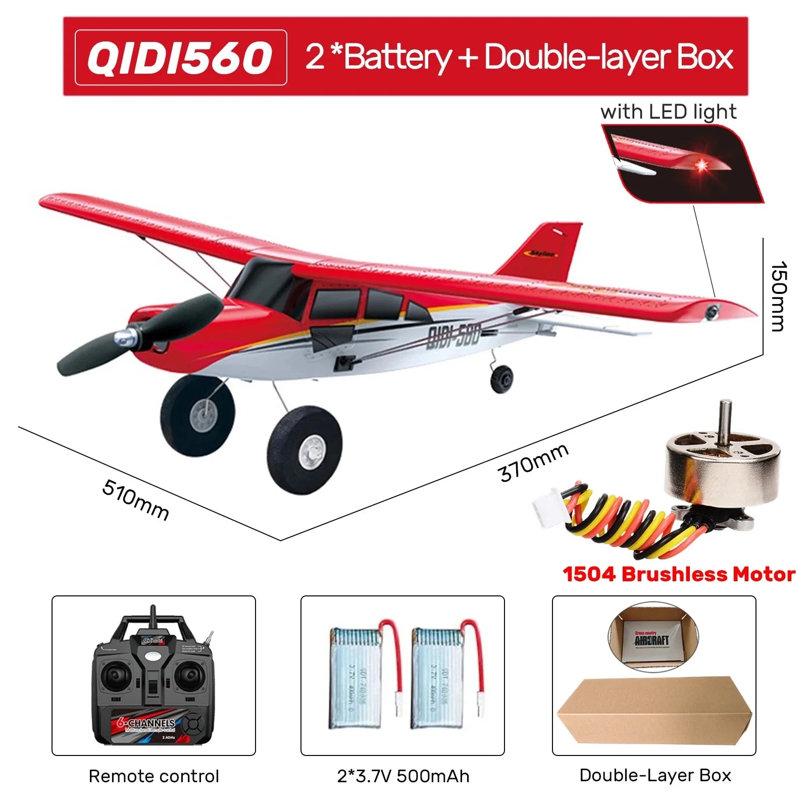 M7 Moore Off-road Aircraft Qidi560 RC Plane EPP 4CH Remote Control Brushless Airplane with LED light Model Toys for Children