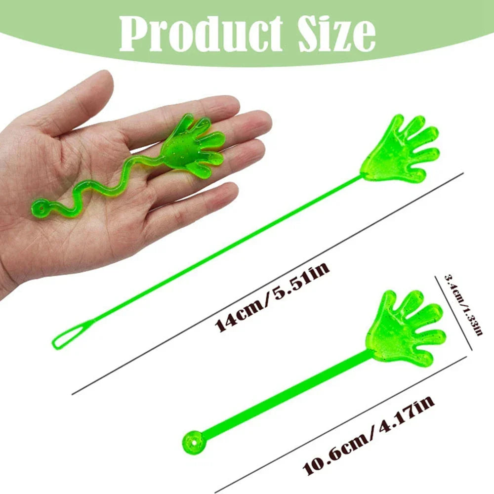 12PCS Glitter Sticky Hands Toys – Stretchy Sensory Party Favors