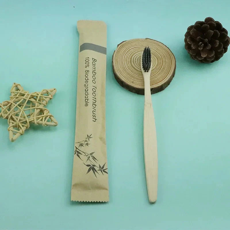 Eco-Friendly Bamboo Toothbrush - Soft Bristles, Vegan, Plastic-Free, 10-Pack