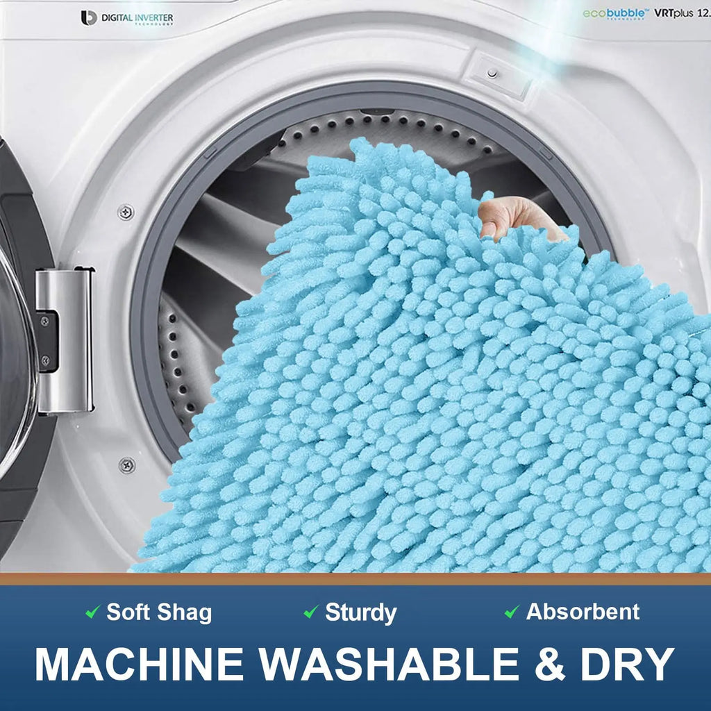 Chenille Bath Kitchen Living Room Shower Mats Resist Dirt & Absorbent Machine Wash