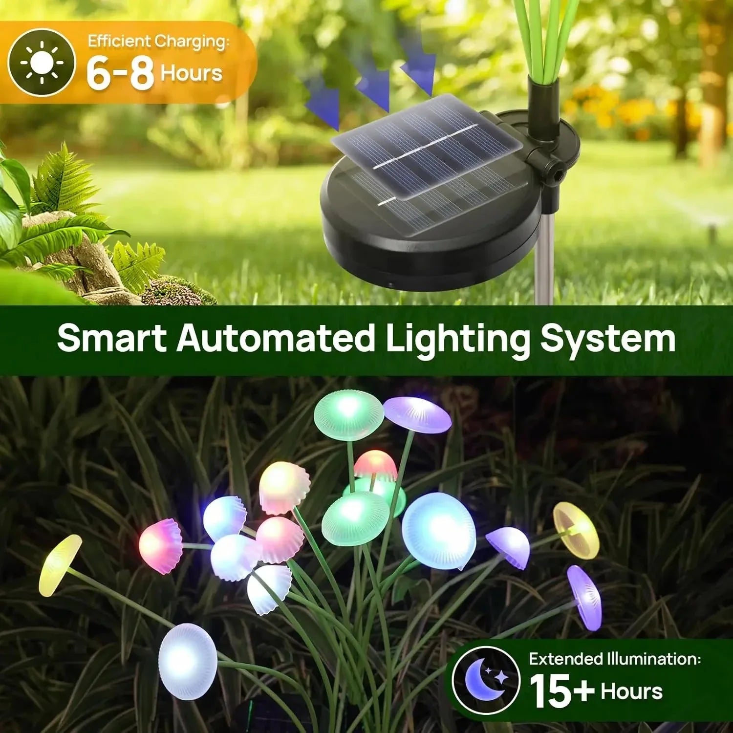 Solar Mushroom Garden Lights – Dual Mode LED Waterproof Outdoor Decor