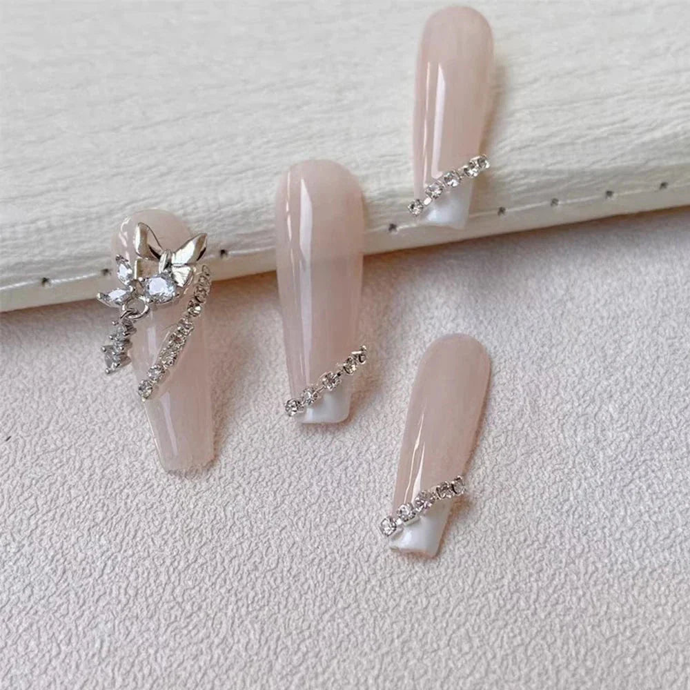 100/50cm Luxury Crystal Chain Nail Charms - 1.5/2mm Clear & AB Diamond Nail Art Decoration