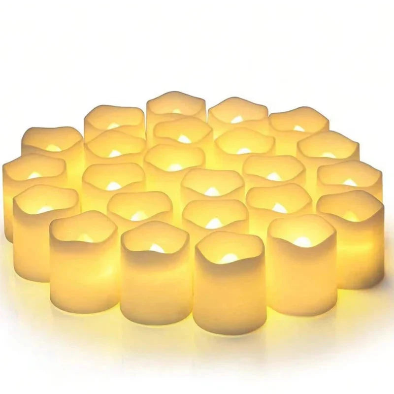 24PCS LED Candle Tea Lights Battery Operated Red Shells Romantic Decoration Flameless  Wedding Party Use