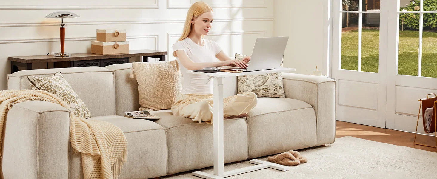 Mobile Standing Desk Table with Hidden Wheels Adjustable Height