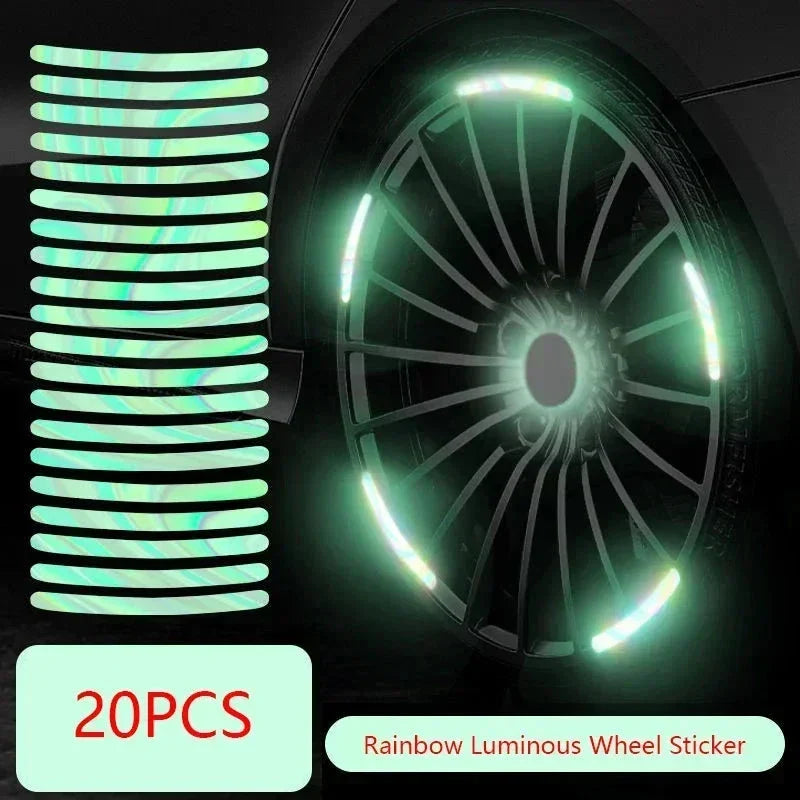 Car Wheel Hub Reflective Stripes - Safety Tire Warning Stickers for Night Driving