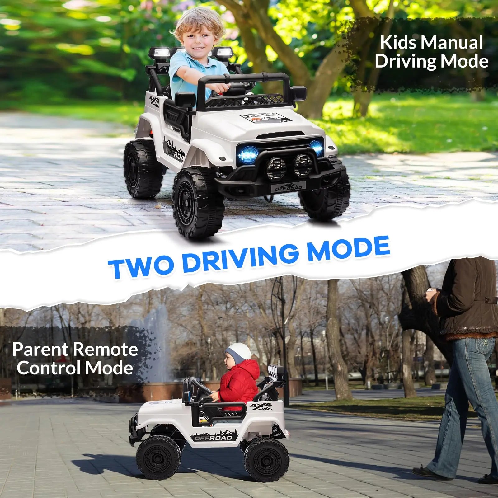 12V Kids Ride On Truck With Remote Control 3 Speeds LED Lights Spring Suspension Dual Motors Long Lasting Battery