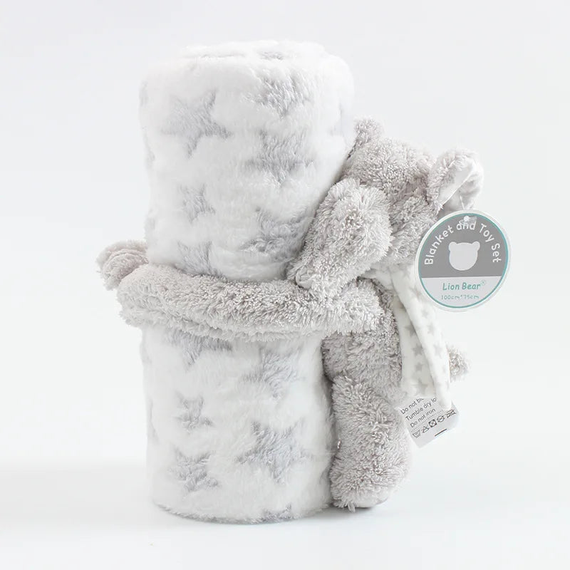 2 Piece Plush 75*100cm Baby Security Sleep Blanket 6 Style Stuffed Animal Set Pink Bunny Newborn Baby Gift