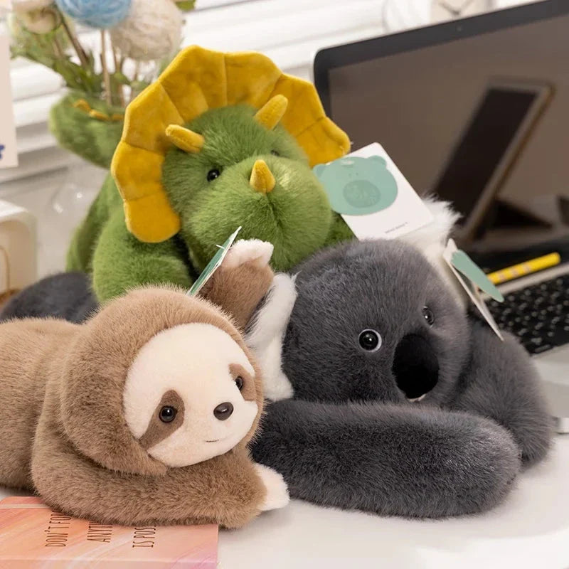 Kawaii Forest Animal Plush – Soft Raccoon, Dinosaur, Sloth, Panda Toy