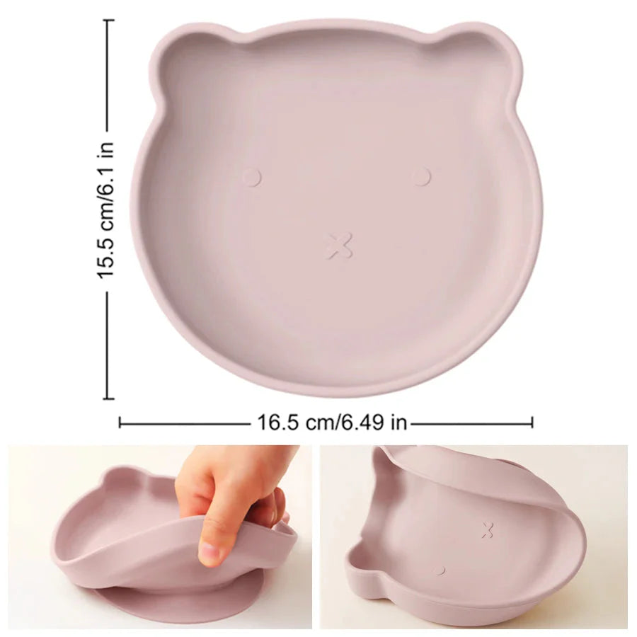 Silicone Baby Suction Dining Plate Bear Shape