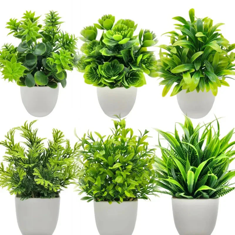 Artificial Plants with Plastic Pots for Home Decor