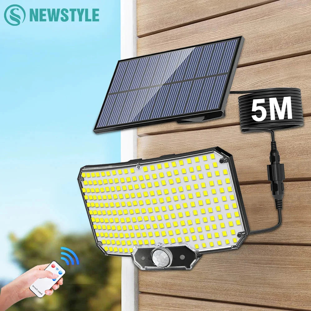 234/318/348 LED Solar Motion Sensor Light – Super Bright Outdoor Floodlight with 3 Modes, IP65 Waterproof, Remote Control & Wide-Angle Illumination